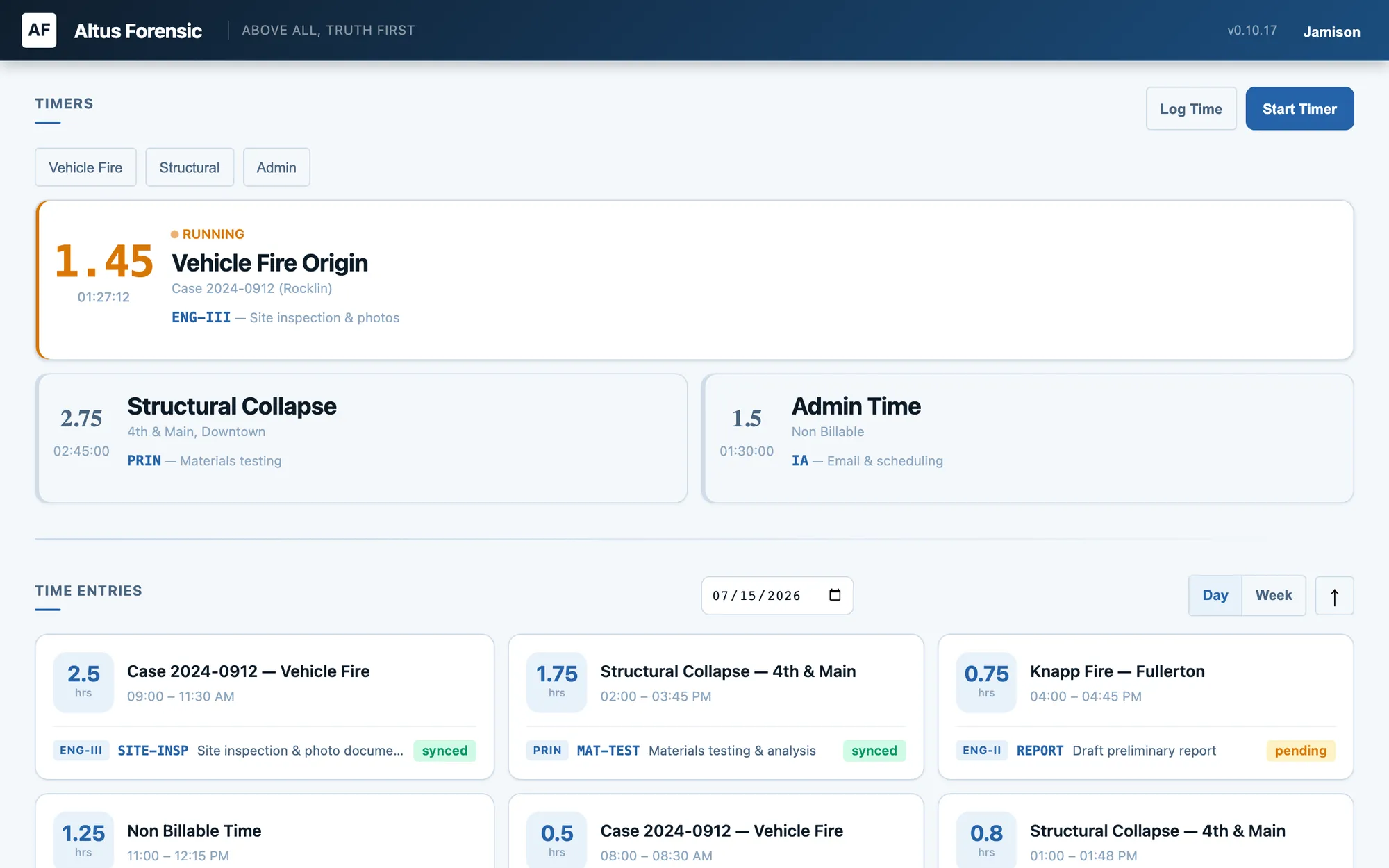 Altus Forensic interface